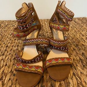 Strapped Tribal print Wedges